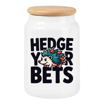 Hedge Your Bets Hedgehog - Cookie Jar with Wooden Lid - white - Front