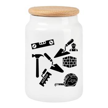 travaux maçonnerie - Boîte à biscuits avec couvercle en bois - blanc - Devant