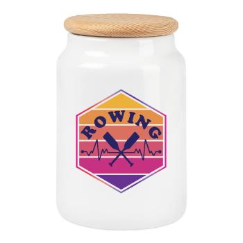 Rowing Heartbeat Vintage - Boîte à biscuits avec couvercle en bois - blanc - Devant