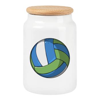 Volley-ball vintage - Boîte à biscuits avec couvercle en bois - blanc - Devant