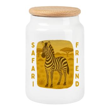 Le zèbre sur Safari - Boîte à biscuits avec couvercle en bois - blanc - Devant