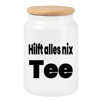 Tea - Cookie Jar with Wooden Lid - white - Front