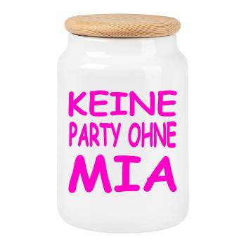 MIA - Cookie Jar with Wooden Lid - white - Front