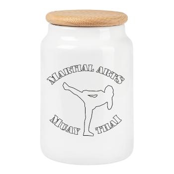 MUAY THAI - Keksdose mit Holzdeckel - Weiß - Vorne