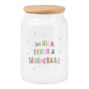 Be wild, frec and wonderful - Affirmation Kids - Cookie Jar with Wooden Lid - white - Front
