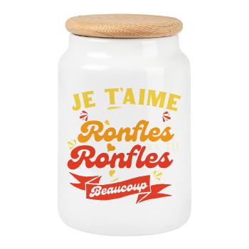 St Valentin Couple Plus Que Tu Ronfles Je t'aime - Boîte à biscuits avec couvercle en bois - blanc - Devant