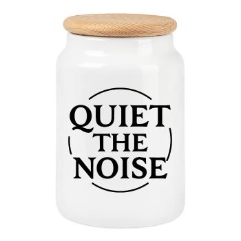 Faites taire la déclaration de bruit en cercle pour la concentration - Boîte à biscuits avec couvercle en bois - blanc - Devant
