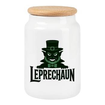 Leprechaun Green Leprechaun - Cookie Jar with Wooden Lid - white - Front