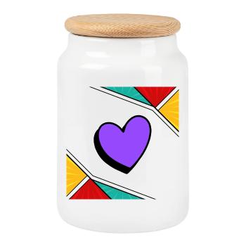 Love Art - Boîte à biscuits avec couvercle en bois - blanc - Devant