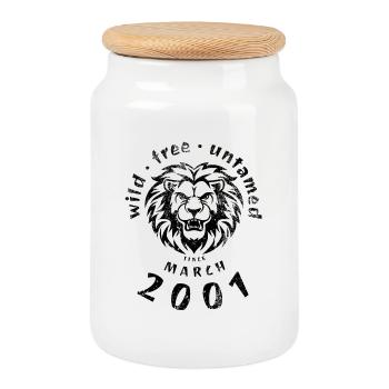 Wild, free & untamed since 03/2001 - Cookie Jar with Wooden Lid - white - Front