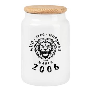 Wild, free & untamed since 03/2006 - Cookie Jar with Wooden Lid - white - Front