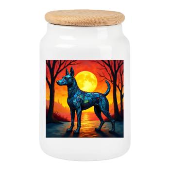 Moonlit Night Polygon Wolf - Cookie Jar with Wooden Lid - white - Front