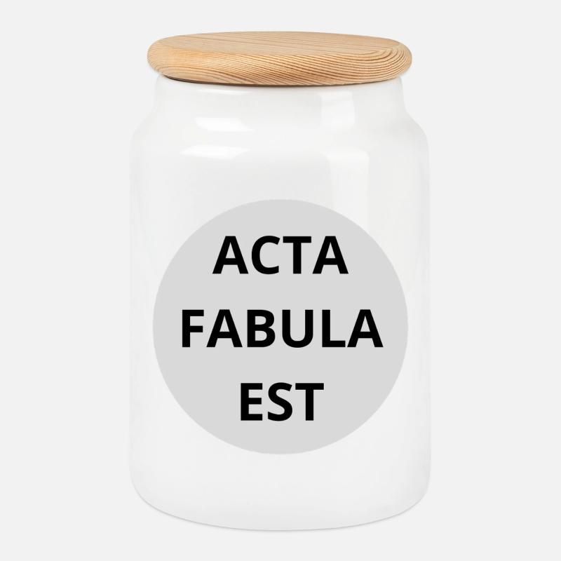 Acta Fabula Est - Cookie Jar with Wooden Lid - white