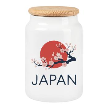 Minimal Cherry Blossom du Japon - Boîte à biscuits avec couvercle en bois - blanc - Devant