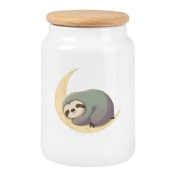 Paresseux du sommeil lunaire - Boîte à biscuits avec couvercle en bois - blanc - Devant