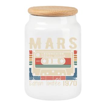 Anniversaire 1970 Mars 1970 né en Mars 1970 - Boîte à biscuits avec couvercle en bois - blanc - Devant