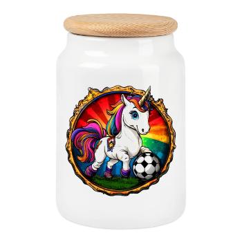 Unicorns Football - Cookie Jar with Wooden Lid - white - Front