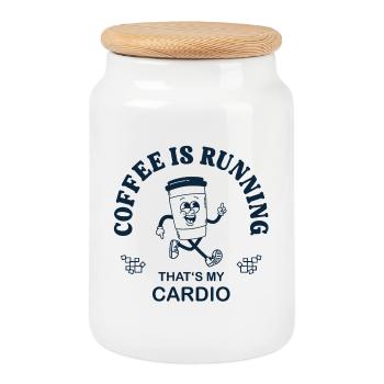 Coffee Is Running – Funny Coffee Sports Saying - Cookie Jar with Wooden Lid - white - Front