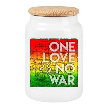 Un Amour Sans Guerre Arc-En-Ciel - Boîte à biscuits avec couvercle en bois - blanc - Devant