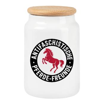 Antifascist Horse Lovers - Antifa Equestrian Sport - Cookie Jar with Wooden Lid - white - Front