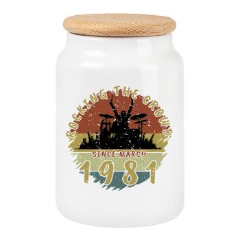 45e anniversaire Faire vibrer la foule DRM 03/1981 - Boîte à biscuits avec couvercle en bois - blanc - Devant