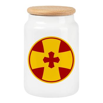 Cross circle - Cookie Jar with Wooden Lid - white - Front