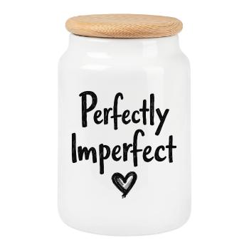 Perfectly Imperfect Heart Lettering - Cookie Jar with Wooden Lid - white - Front