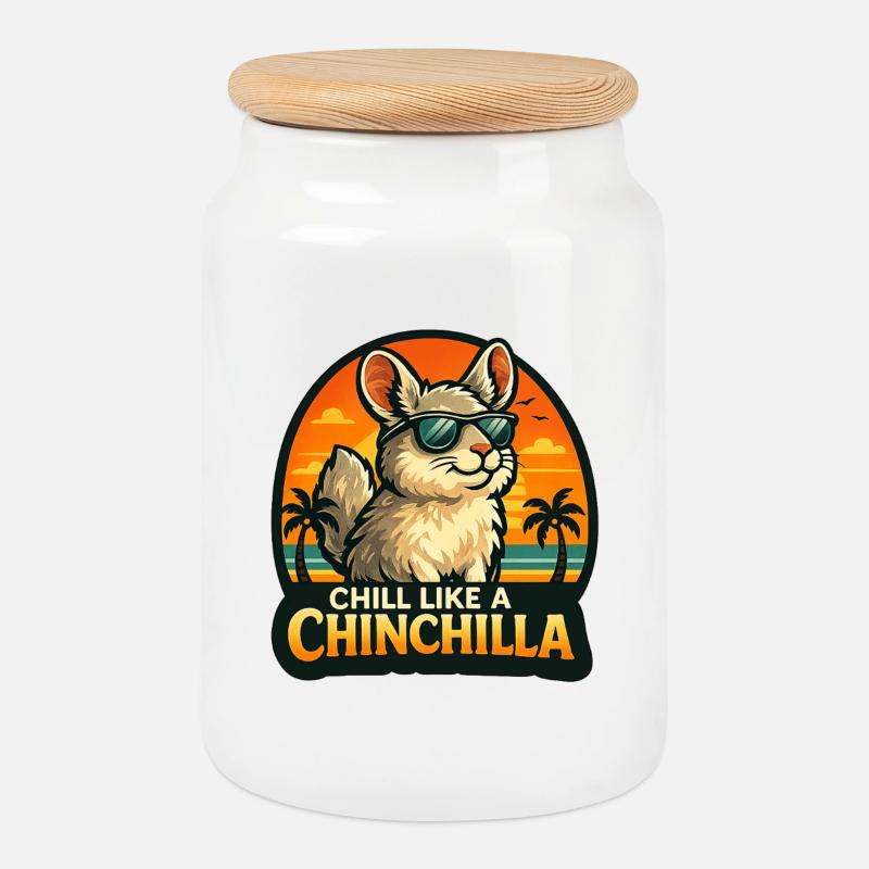 Détends comme un chinchilla - Boîte à biscuits avec couvercle en bois - blanc