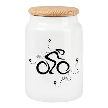 cycliste - Boîte à biscuits avec couvercle en bois - blanc - Devant