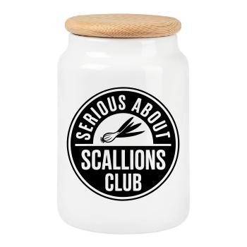 Frühlingszwiebeln - Serious about scallions club - Keksdose mit Holzdeckel - Weiß - Vorne