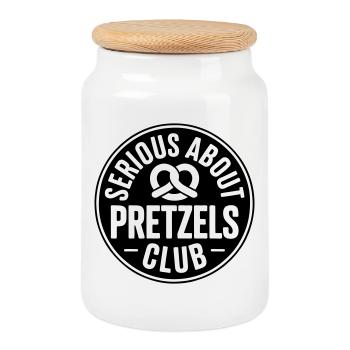 Brezel-Liebhaber Serious about Pretzels Bäcker - Keksdose mit Holzdeckel - Weiß - Vorne