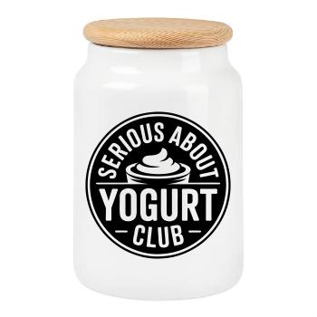 Dicton drôle des amateurs de yaourt - Boîte à biscuits avec couvercle en bois - blanc - Devant
