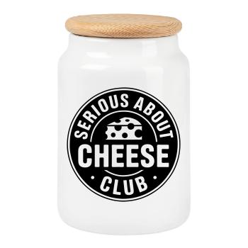 Käse - Serious about cheese club - Käseliebhaber - Keksdose mit Holzdeckel - Weiß - Vorne