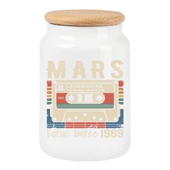 Anniversaire 1969 Mars 1969 né en Mars 1969 - Boîte à biscuits avec couvercle en bois - blanc - Devant