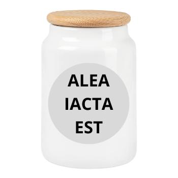 Alea Iacta est - Keksdose mit Holzdeckel - Weiß - Vorne
