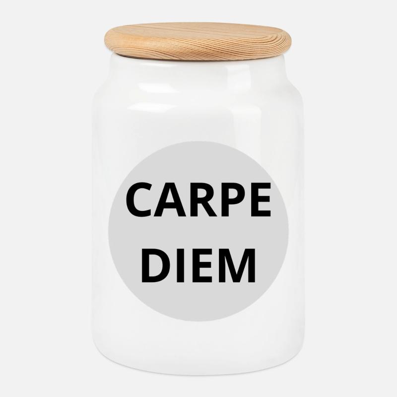 Carpe Diem - Keksdose mit Holzdeckel - Weiß