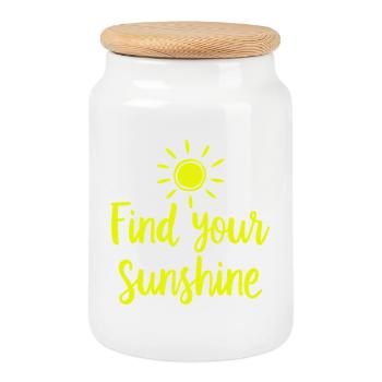 Find Your Sunshine Positives Statement mit Sonne - Keksdose mit Holzdeckel - Weiß - Vorne