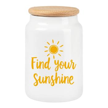 Find Your Sunshine Positives Statement mit Sonne - Keksdose mit Holzdeckel - Weiß - Vorne