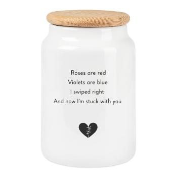 Roses are Red – Schwarzer Valentinstag Humor - Keksdose mit Holzdeckel - Weiß - Vorne