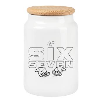 67 Six Seven - Cookie Jar with Wooden Lid - white - Front