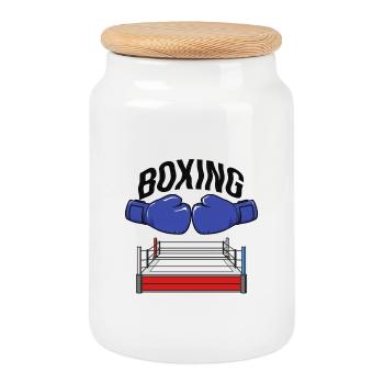 Boxing - Boîte à biscuits avec couvercle en bois - blanc - Devant