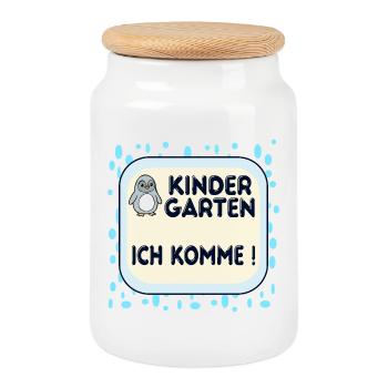 Enfants de maternelle manchots - Boîte à biscuits avec couvercle en bois - blanc - Devant