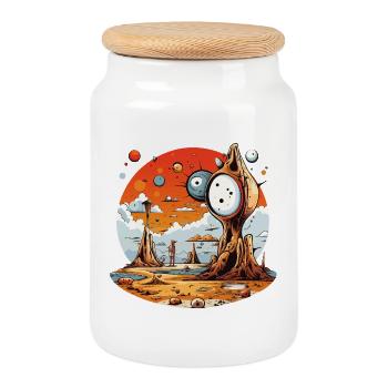 Red Desert World Moment - Cookie Jar with Wooden Lid - white - Front