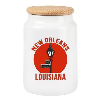 New Orleans Louisiana United States - Cookie Jar with Wooden Lid - white - Front