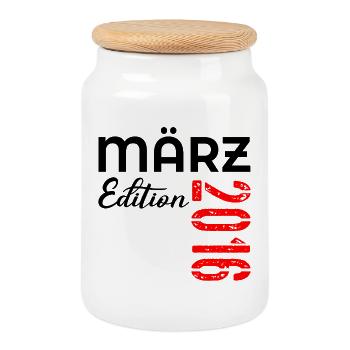 11. Geburtstag März 2016 - Keksdose mit Holzdeckel - Weiß - Vorne