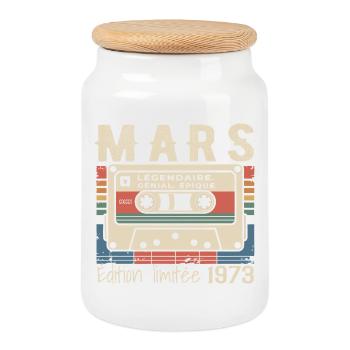 Anniversaire 1973 Mars 1973 né en Mars 1973 - Boîte à biscuits avec couvercle en bois - blanc - Devant