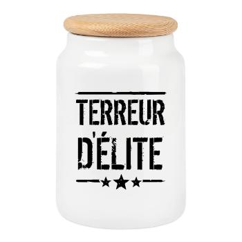 TERREUR D'ÉLITE !  - Boîte à biscuits avec couvercle en bois - blanc - Devant