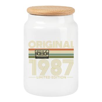 Originalausgabe von 1987 Retro - Keksdose mit Holzdeckel - Weiß - Vorne