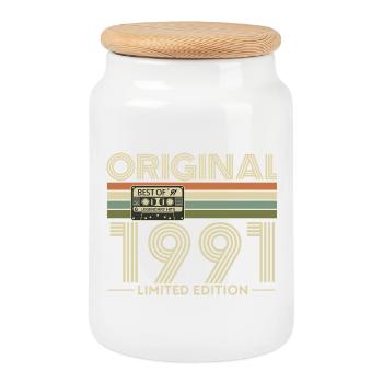Original 1999 Édition Limitée - Boîte à biscuits avec couvercle en bois - blanc - Devant