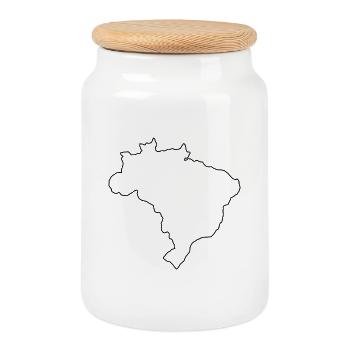 Brasilien-Karte - Keksdose mit Holzdeckel - Weiß - Vorne